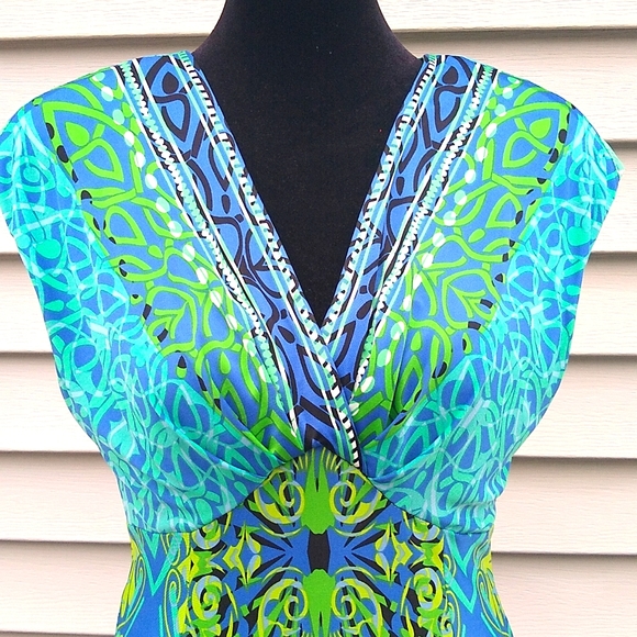 Jones New York Teal Blue and Green dress Size 4 - Picture 6 of 9